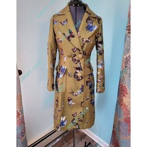 Butterfly Print Dress Trench Coat